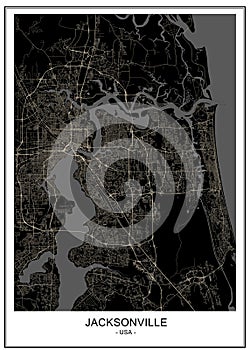 Map of the city of Jacksonville, Florida, USA