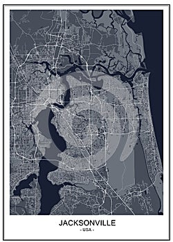 Map of the city of Jacksonville, Florida, USA