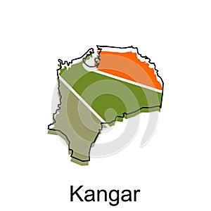 Map City of Kangar vector design, Malaysia map with borders, cities. logotype element for template design