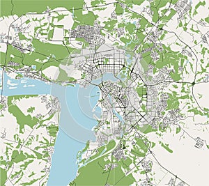 Map of the city of Kazan, Tatarstan, Russia