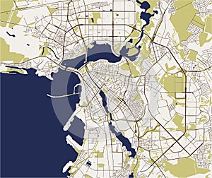 Map of the city of Kazan, Tatarstan, Russia