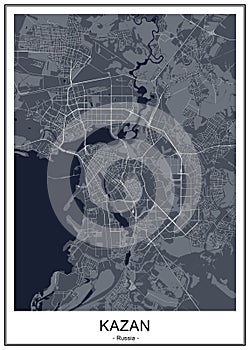 Map of the city of Kazan, Tatarstan, Russia