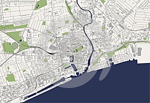 Map of the city of Kingston upon Hull, East Riding of Yorkshire, Yorkshire and the Humber, England, UK