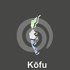 Map City of Kofu high detailed vector with outline graphic sketch illustration template