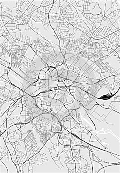 Map of the city of Leeds, West Yorkshire, Yorkshire and the Humber , England, UK