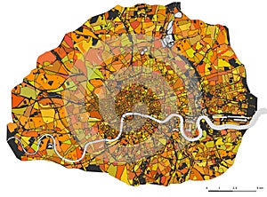 Map of the city of London, Great Britain