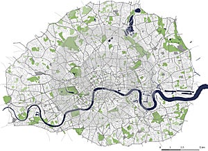 Map of the city of London, Great Britain