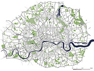 Map of the city of London, Great Britain