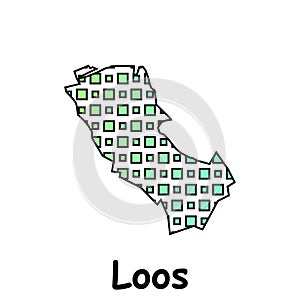 Map City of Loos,geometric logo with digital technology, illustration design template photo