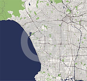 Map of the city of Los Angeles, USA