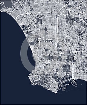 Map of the city of Los Angeles, USA