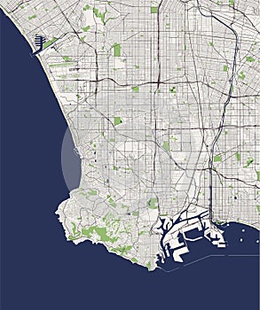 Map of the city of Los Angeles, USA