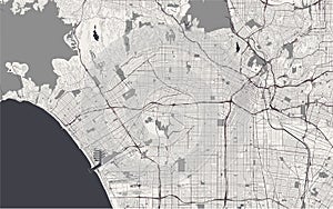 Map of the city of Los Angeles, USA