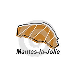 Map City of Mantes la Jolie vector design template, World Map International vector template with outline graphic sketch style