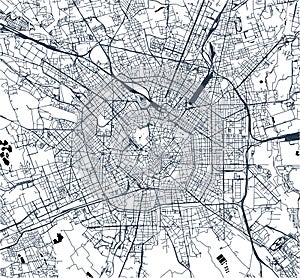 Map of the city of Milan, capital of Lombardy, Italy