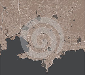 Map of the city of Montevideo, Uruguay, South America