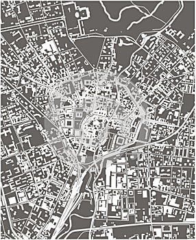 map of the city of Monza, Lombardy, Italy