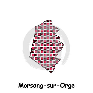 Map City of Morsang sur Orge, geometric logo with digital technology, illustration design template photo