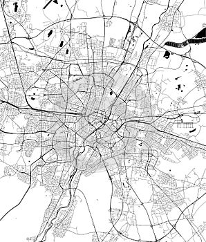 Map of the city of Munich, Bavaria, Germany