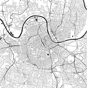 Map of the city of Nashville, Tennessee, USA