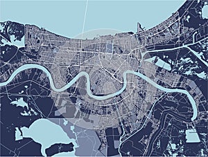Map of the city of New Orleans, Louisiana, USA