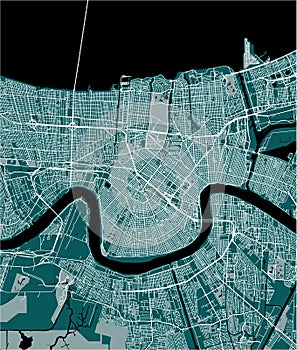 Map of the city of New Orleans, Louisiana, USA