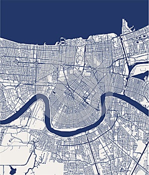 Map of the city of New Orleans, Louisiana, USA