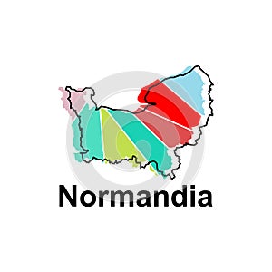 Map City of Normandia, Vector isolated illustration of simplified administrative map of France. Borders and names of the regions. photo