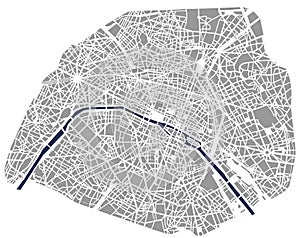 Map of the city of Paris, France