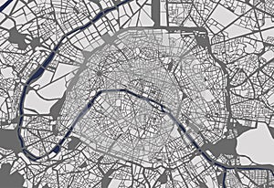 Map of the city of Paris, France