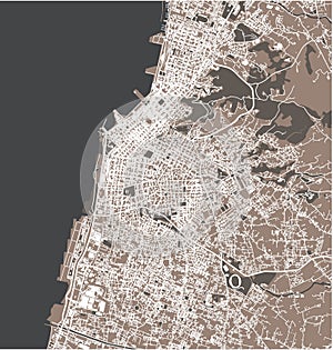 map of the city of Patras, Greece