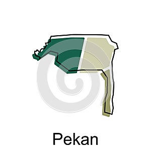 Map City of Pekan vector design, Malaysia map with borders, cities. logotype element for template design