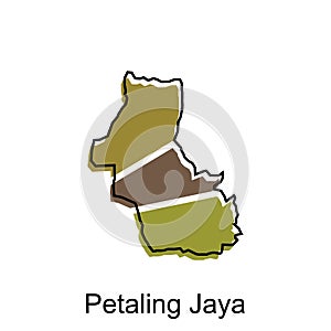 Map City of Petaling Jaya vector design, Malaysia map with borders, cities. logotype element for template design