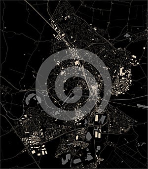 Map of the city of Peterborough, Cambridgeshire, East of England, England, UK