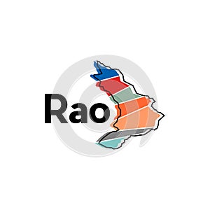 Map City of Rao, World Map Country of Indonesia vector template with outline, graphic sketch style isolated on white background