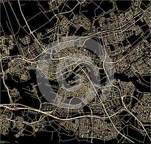 Map of the city of Rotterdam, in South Holland, Netherlands