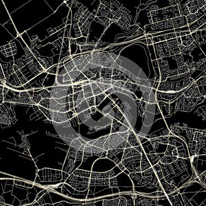 Map of the city of Rotterdam, in South Holland, Netherlands