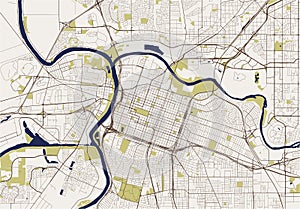 Map of the city of Sacramento, USA