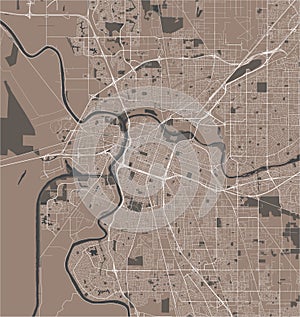 Map of the city of Sacramento, USA