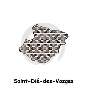 Map City of Saint Die des Vosges, geometric logo with digital technology, illustration design template