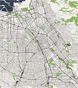 Map of the city of San Jose, California, USA