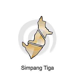 map City of Simpang Tiga vector design template, Indonesia Map with states and modern round shapes