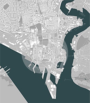 Map of the city of Southampton, Hampshire, South East England, England, UK