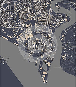 Map of the city of Southampton, Hampshire, South East England, England, UK