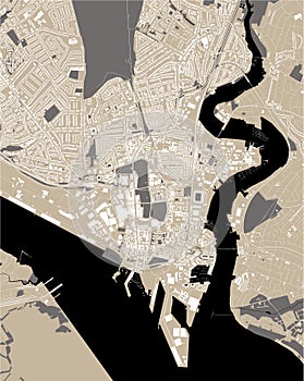 Map of the city of Southampton, Hampshire, South East England, England, UK