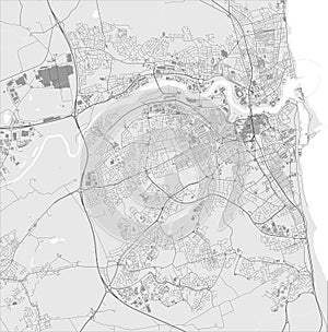 Map of the city of Sunderland, Tyne and Wear, North East England, England, UK