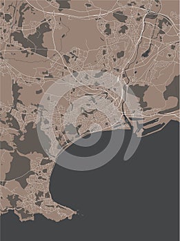 Map of the city of Swansea, Glamorgan, West Glamorgan, Wales, UK