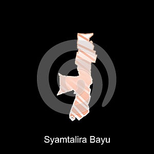 Map City of Syamtalira Bayu illustration design, World Map International vector template with outline graphic sketch style