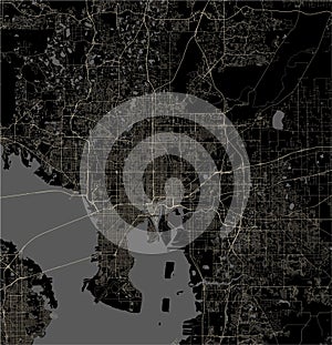 Map of the city of Tampa, Florida, USA