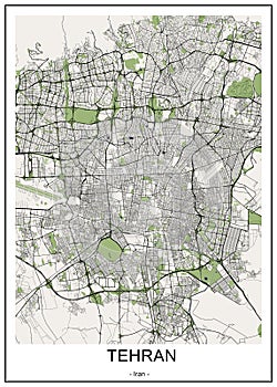 Map of the city of Tegeran, Iran